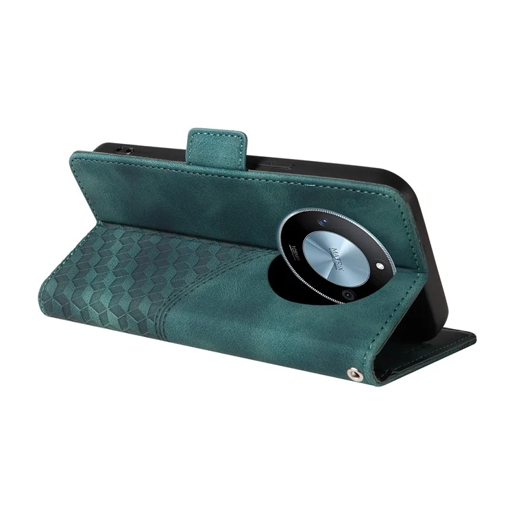For Honor X60 5G Hülle PU-Leder Handyhülle Rhombus Sternenmuster - Grün