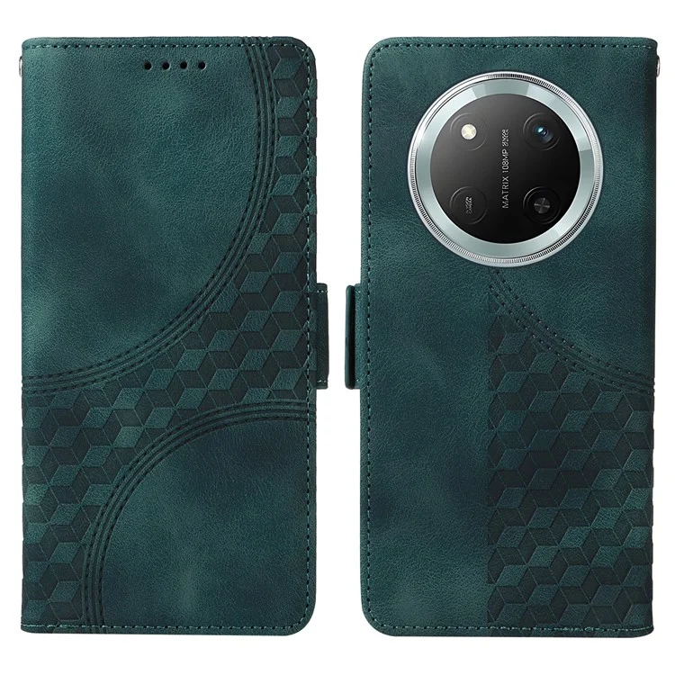 Custodia in pelle per Honor Magic7 Lite 5G / X9c 5G / X60 Pro 5G con motivo a rombi e stelle stampato - Verde