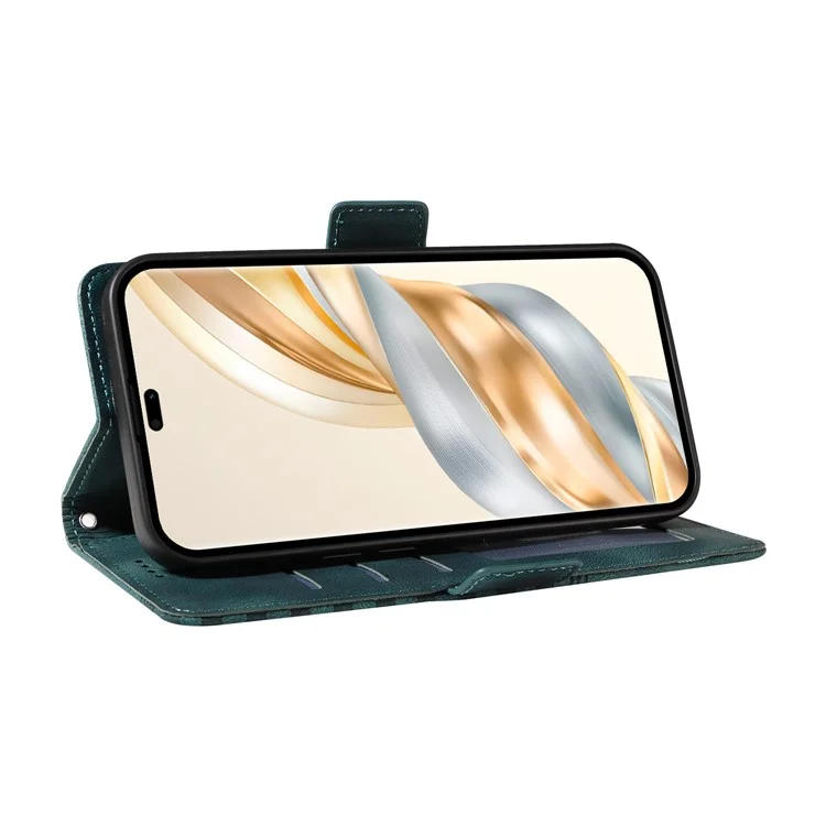 Custodia in pelle per Honor Magic7 Lite 5G / X9c 5G / X60 Pro 5G con motivo a rombi e stelle stampato - Verde
