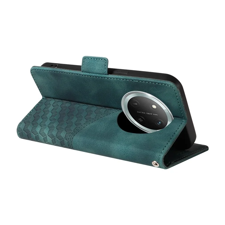 Custodia in pelle per Honor Magic7 Lite 5G / X9c 5G / X60 Pro 5G con motivo a rombi e stelle stampato - Verde