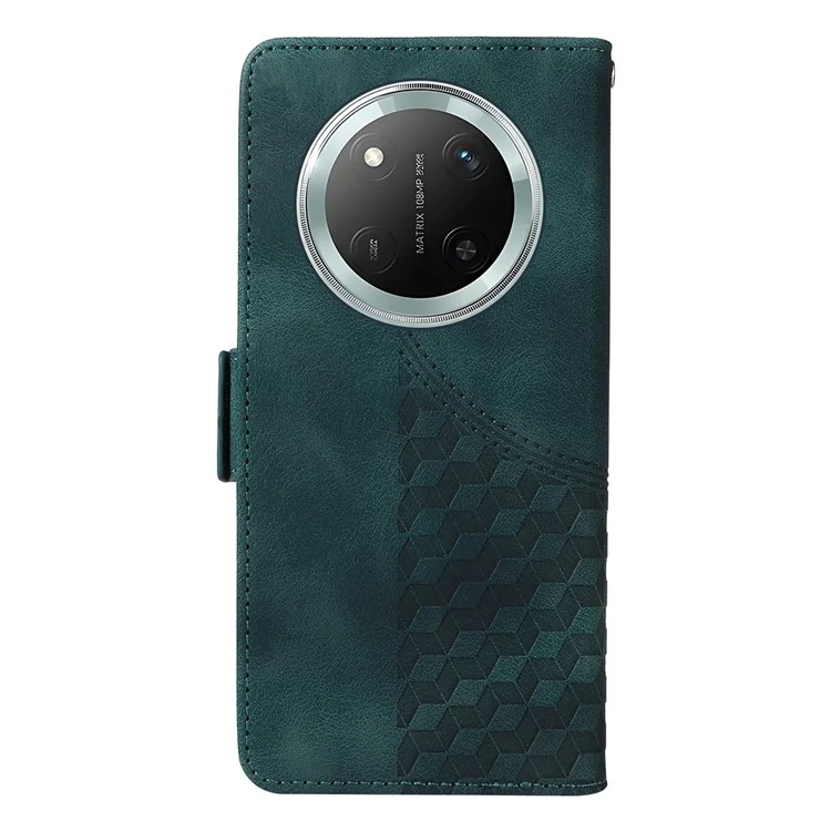 Custodia in pelle per Honor Magic7 Lite 5G / X9c 5G / X60 Pro 5G con motivo a rombi e stelle stampato - Verde