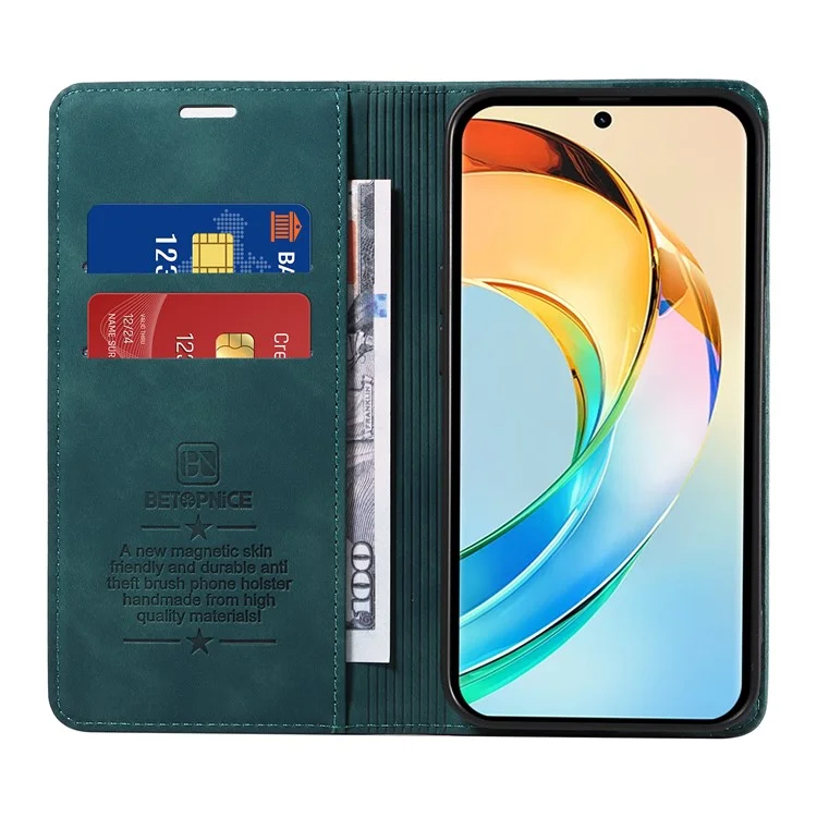 BETOPNICE 003 Кожаный чехол-бумажник для телефона с подставкой для Honor X60 5G - Зеленый
