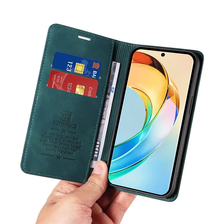 BETOPNICE 003 Кожаный чехол-бумажник для телефона с подставкой для Honor X60 5G - Зеленый