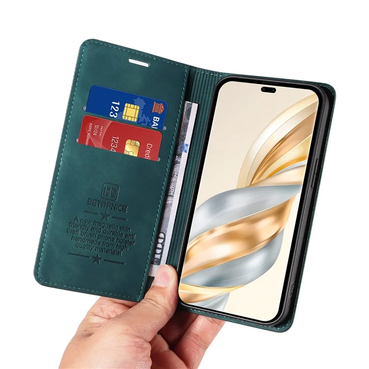 Funda de teléfono tipo cartera BETOPNICE 003 para Honor Magic7 Lite 5G / X9c 5G / X60 Pro 5G, cubierta de cuero con soporte - Verde