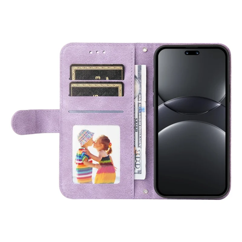 For Huawei nova 14 Pro 5G / nova 13 Pro 5G Leather Wallet Cases Skin Touch Phone Cover Stand with Strap - Purple