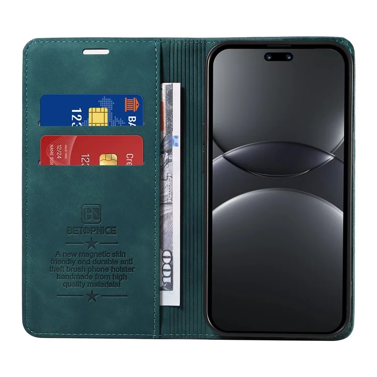 BETOPNICE 003 Étui portefeuille en cuir avec support pour Huawei nova 13 Pro 5G - Vert