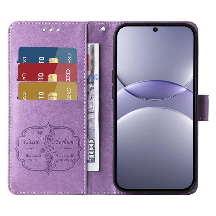 Capa de couro com estampa de borboleta e floral para Huawei nova 13 5G / nova 12 5G - Roxo