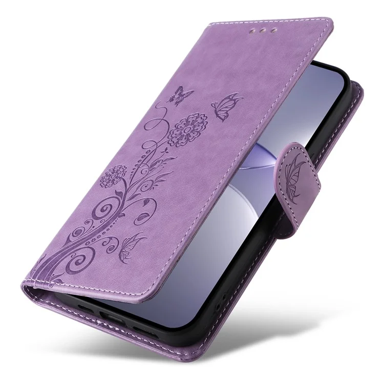 Capa de couro com estampa de borboleta e floral para Huawei nova 13 5G / nova 12 5G - Roxo