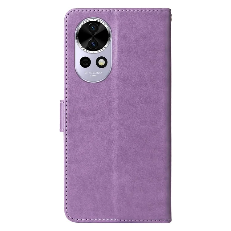 Capa de couro com estampa de borboleta e floral para Huawei nova 13 5G / nova 12 5G - Roxo