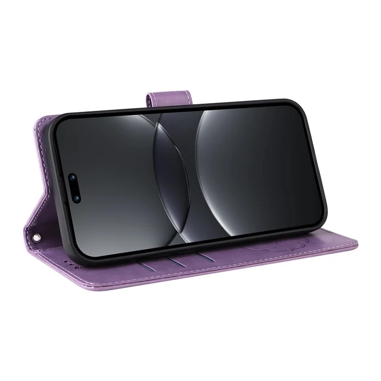 Étui en cuir pour Huawei nova 13 Pro 5G avec motif floral de papillon et support - Violet