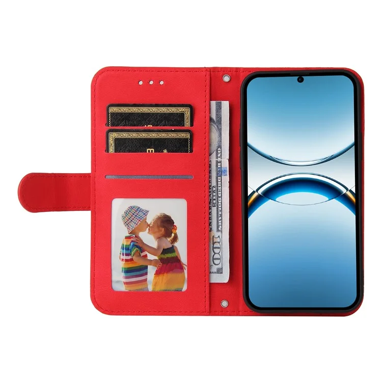 Funda de cuero con toque suave y diseño de árbol para Oppo Find X8 5G - Rojo