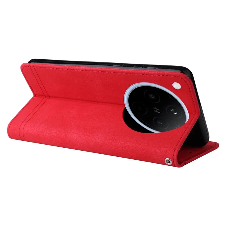 Funda de cuero con toque suave y diseño de árbol para Oppo Find X8 5G - Rojo