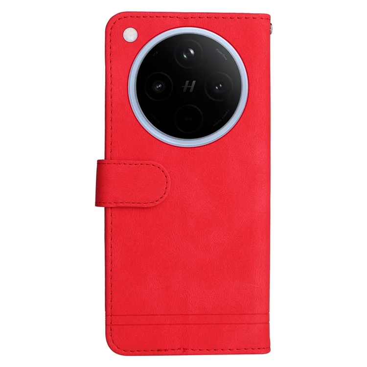 Funda de cuero con toque suave y diseño de árbol para Oppo Find X8 5G - Rojo