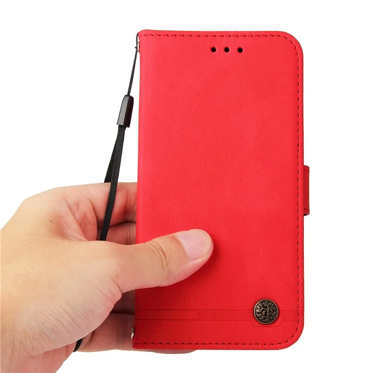 Funda de cuero con toque táctil y diseño de árbol para Oppo Find X8 Pro 5G - Rojo