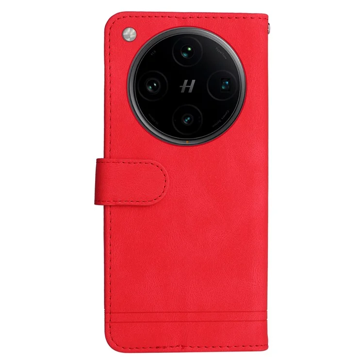 Funda de cuero con toque táctil y diseño de árbol para Oppo Find X8 Pro 5G - Rojo