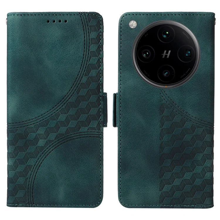 Custodia per Oppo Find X8 Pro 5G in pelle PU con copertura telefonica a rombi con stampa stellata - Verde