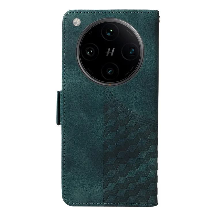 Custodia per Oppo Find X8 Pro 5G in pelle PU con copertura telefonica a rombi con stampa stellata - Verde