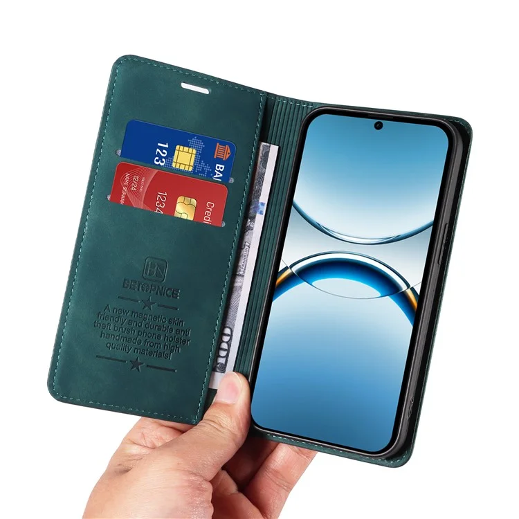 BETOPNICE 003 Funda de cartera de cuero con soporte para Oppo Find X8 5G - Verde