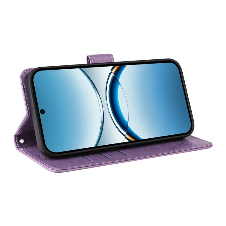 Funda de cuero con estampado de mariposa y floral para Oppo Find X8 5G, con función de soporte - Púrpura