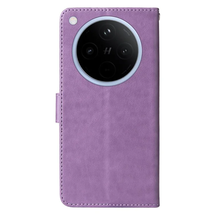 Funda de cuero con estampado de mariposa y floral para Oppo Find X8 5G, con función de soporte - Púrpura