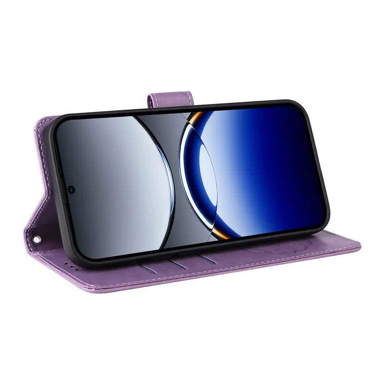 Funda de cuero con estampado de mariposa y flores para Oppo Find X8 Pro 5G - Morado