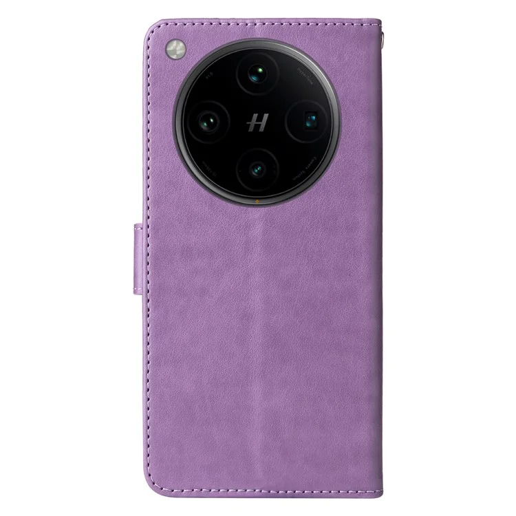 Funda de cuero con estampado de mariposa y flores para Oppo Find X8 Pro 5G - Morado
