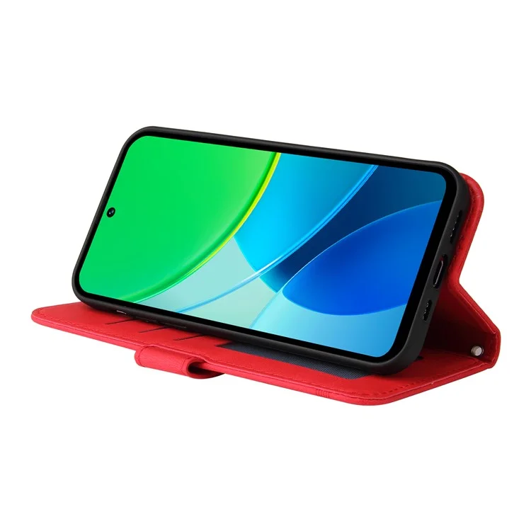 Für vivo Y19s 4G Wallet Case Skin Touch Leder Handyhülle Baummuster Hardware - Rot