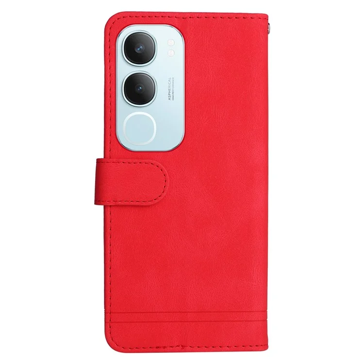 Für vivo Y19s 4G Wallet Case Skin Touch Leder Handyhülle Baummuster Hardware - Rot