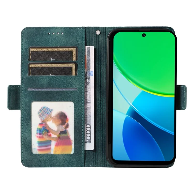 Für vivo Y19s 4G Hülle PU-Leder Handyhülle Rhombus Sternen-Prägung - Grün