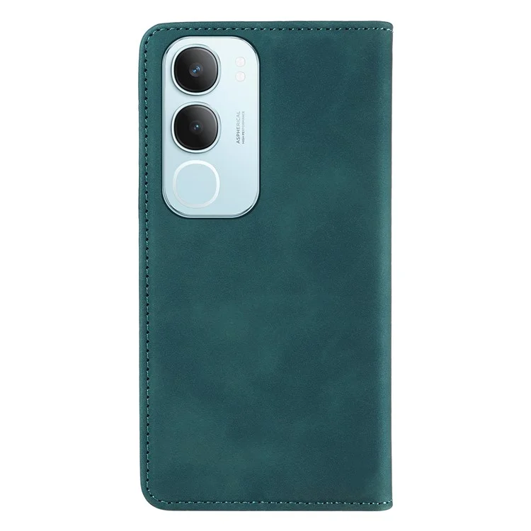 Étui portefeuille en cuir avec support pour vivo Y19s 4G - Vert