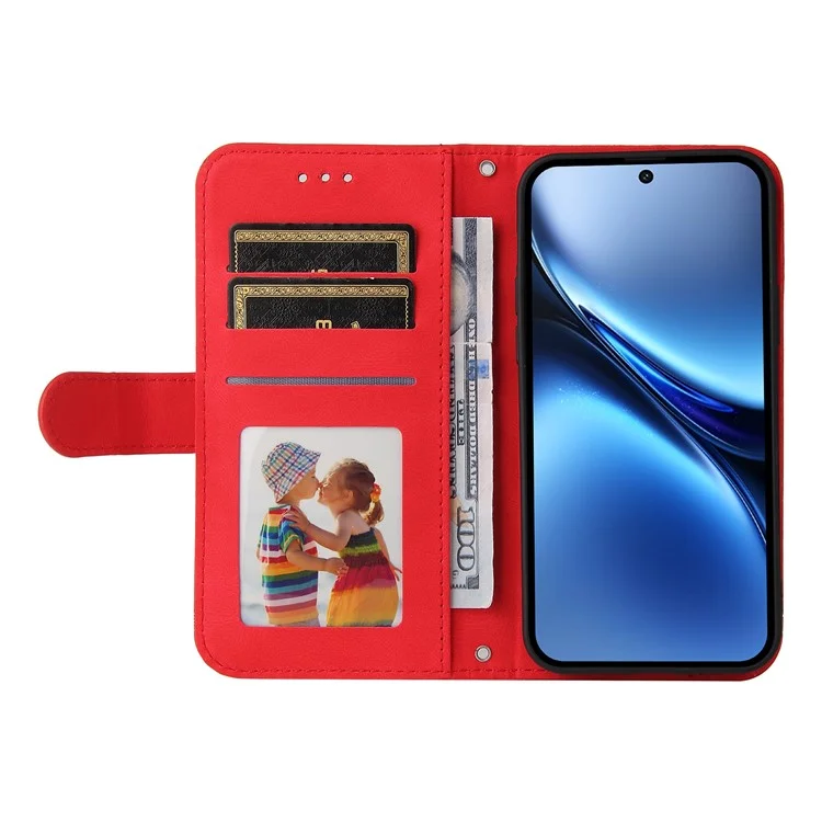 Für vivo X200 5G Wallet Case Skin Touch Leder Handyhülle Baummuster Hardware - Rot