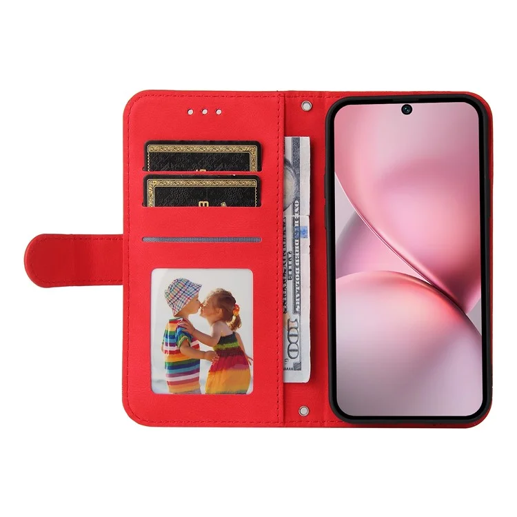 Étui portefeuille pour vivo X200 Pro mini 5G, en cuir au toucher, motif arbre - Rouge