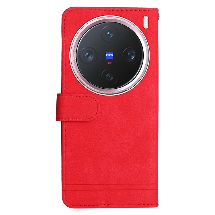 Étui portefeuille pour vivo X200 Pro mini 5G, en cuir au toucher, motif arbre - Rouge