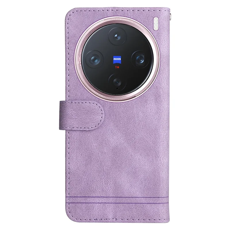 For vivo X200 Pro mini 5G Leather Wallet Cases Skin Touch Phone Cover Stand with Strap - Purple