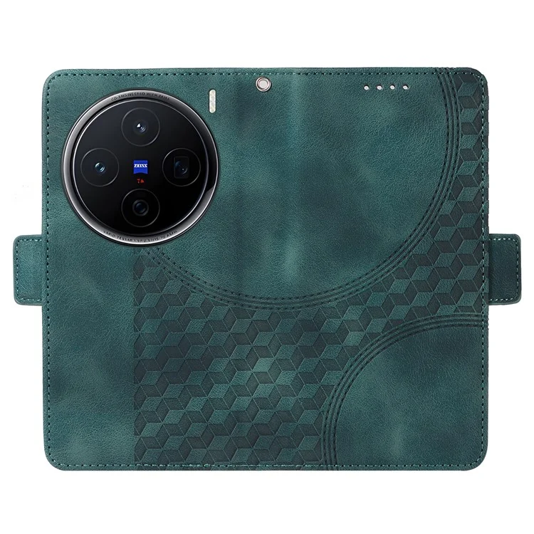 Custodia per vivo X200 5G in pelle PU con motivo a rombi e stelle stampato - Verde