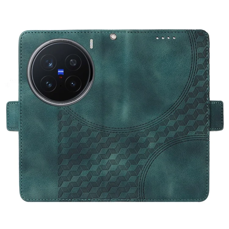 Custodia per vivo X200 Pro 5G in pelle PU con motivo a rombi e stelle impresso - Verde