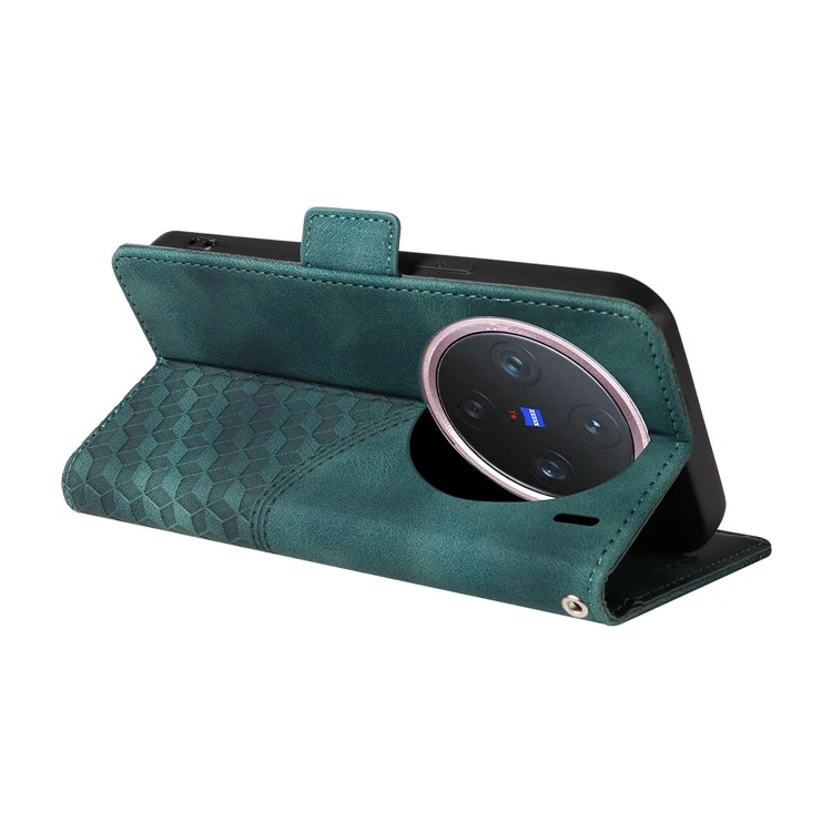 Étui pour vivo X200 Pro mini 5G en cuir PU avec motif d'étoiles en relief - Vert