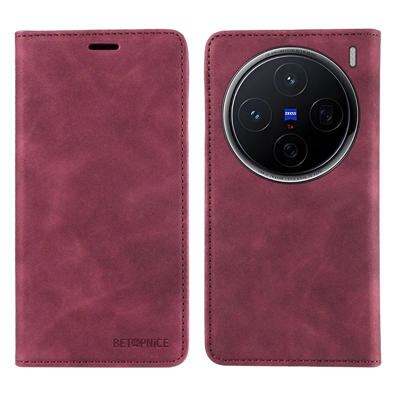 BETOPNICE 003 For vivo X200 5G Wallet Case Leather Phone Cover with Stand - Red