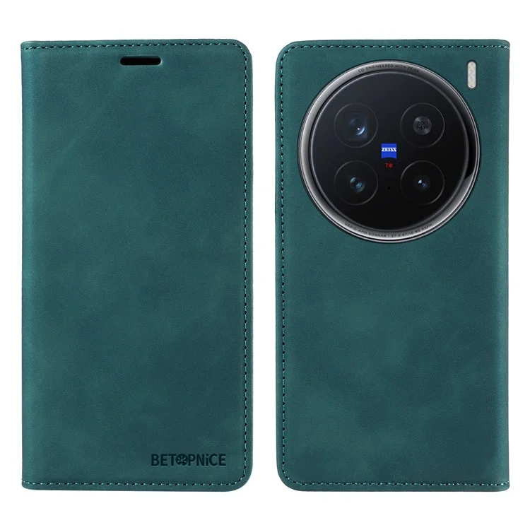 BETOPNICE 003 Кожаный чехол-книжка с подставкой для vivo X200 Pro 5G - зелёный