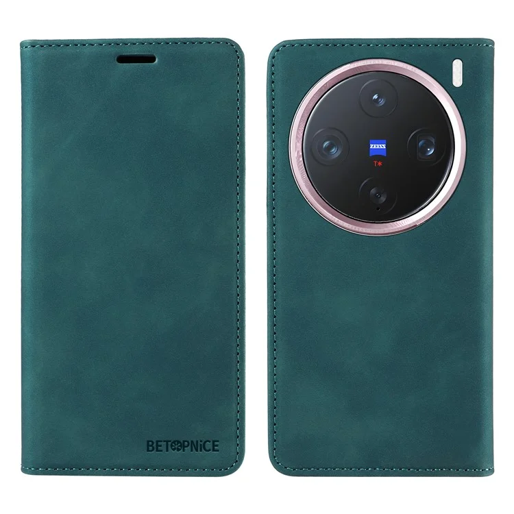 BETOPNICE 003 Funda de cartera de piel con soporte para vivo X200 Pro mini 5G - Verde