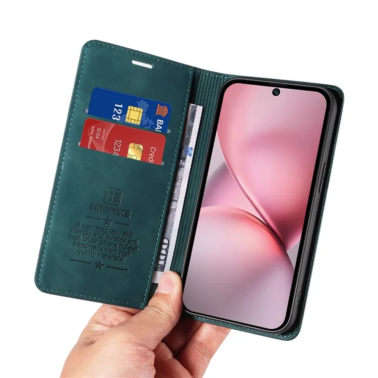 BETOPNICE 003 Funda de cartera de piel con soporte para vivo X200 Pro mini 5G - Verde