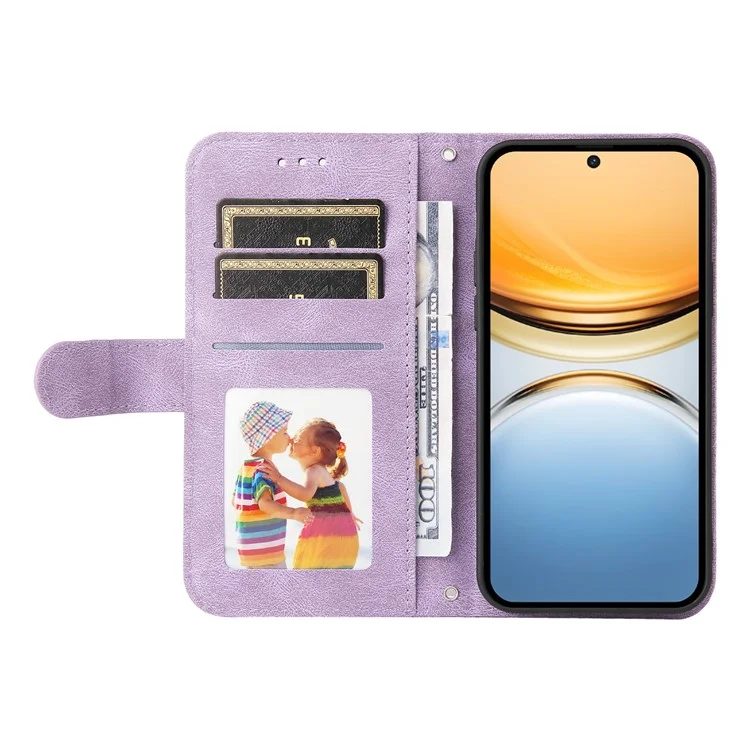 Für vivo Y300 Pro 5G Wallet Case Skin Touch Leather Phone Cover Baumuster - Lila
