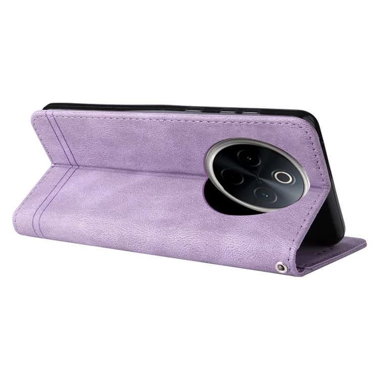Für vivo Y300 Pro 5G Wallet Case Skin Touch Leather Phone Cover Baumuster - Lila