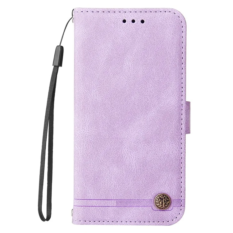 Für vivo Y300 Pro 5G Wallet Case Skin Touch Leather Phone Cover Baumuster - Lila