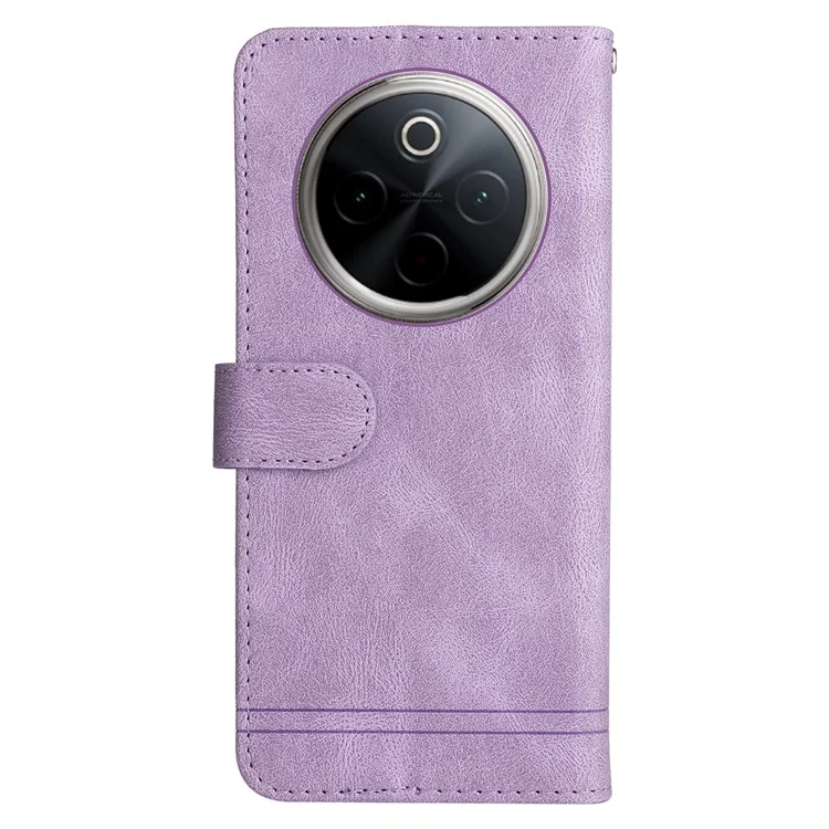 Für vivo Y300 Pro 5G Wallet Case Skin Touch Leather Phone Cover Baumuster - Lila