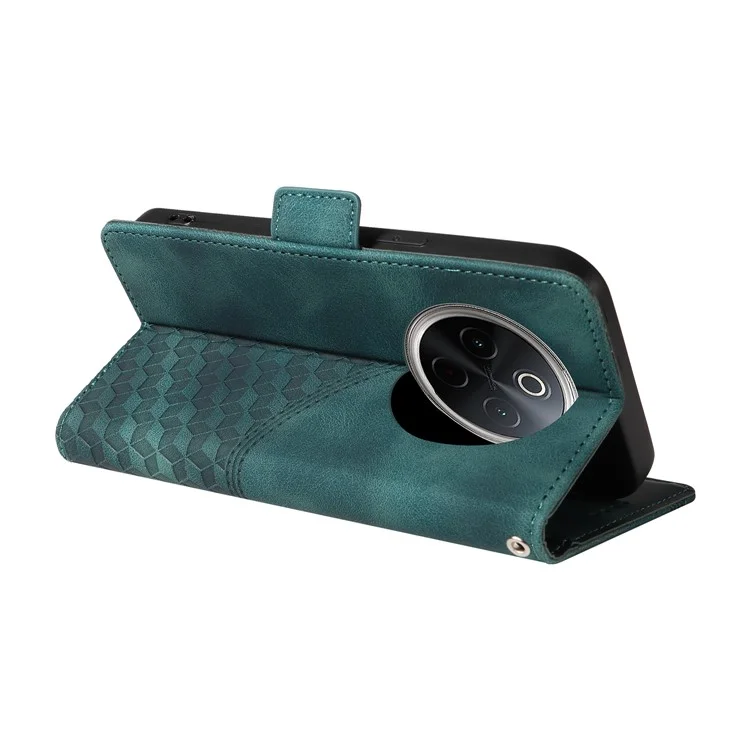 Cover in pelle PU per vivo Y300 Pro 5G con motivo stellato a rombi - Verde