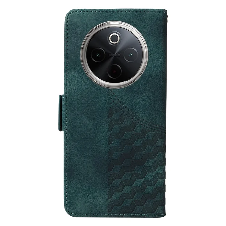 Cover in pelle PU per vivo Y300 Pro 5G con motivo stellato a rombi - Verde
