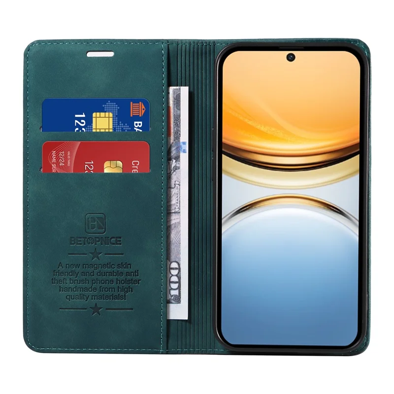 BETOPNICE 003 Чехол-книжка для vivo Y300 Pro 5G с кожаной обложкой и подставкой - Зеленый
