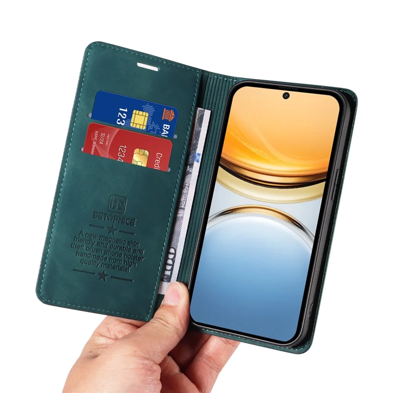 BETOPNICE 003 Чехол-книжка для vivo Y300 Pro 5G с кожаной обложкой и подставкой - Зеленый