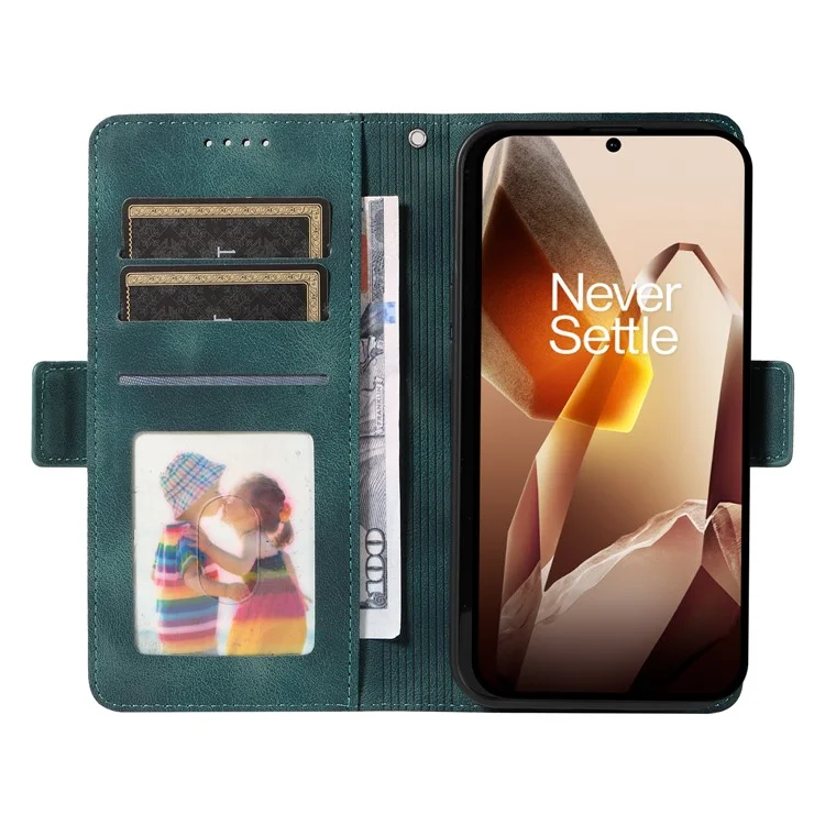 Custodia per OnePlus 13 in pelle PU con motivo a rombi stellati - Verde